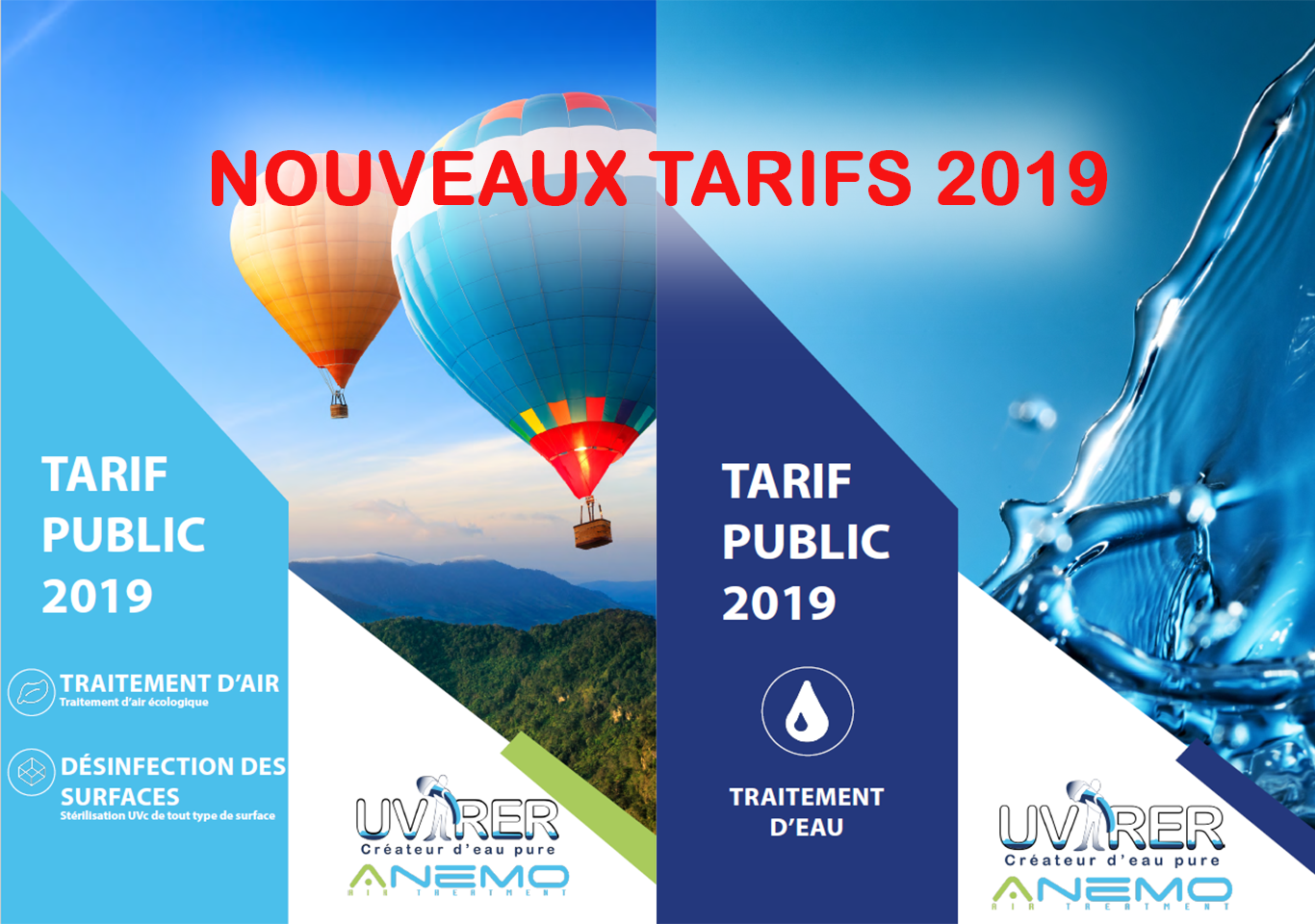 traitement eau ,air désinfection surface tarif 2019